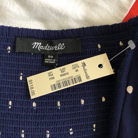 NWT Madewell Ruffle Strap Polka Dot Dress 00 - Picture 5 of 5